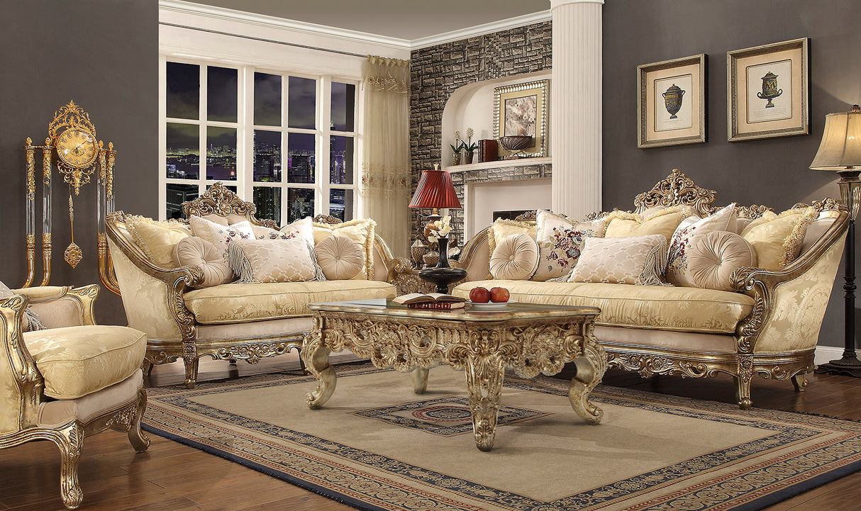 HD-2626 Metallic Bright Gold 3-Piece Living Room Set from Homey Design - Luna Furniture