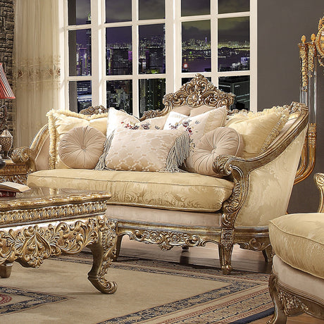 HD-2626 Metallic Bright Gold Loveseat from Homey Design - Luna Furniture