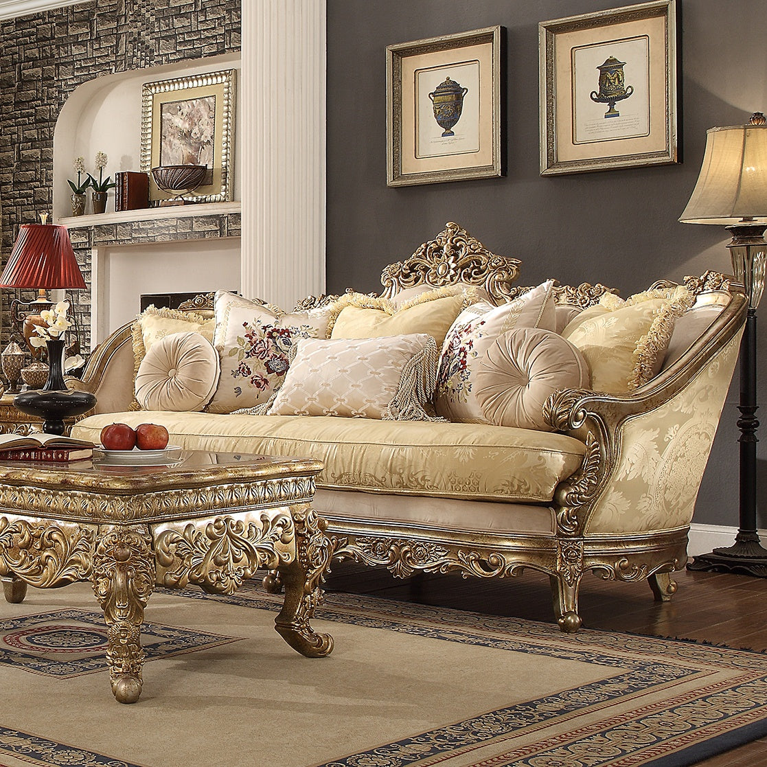 HD-2626 Metallic Bright Gold 3-Piece Living Room Set from Homey Design - Luna Furniture