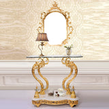 HD-263 Golden Brass Console With Mirror from Homey Design - Luna Furniture