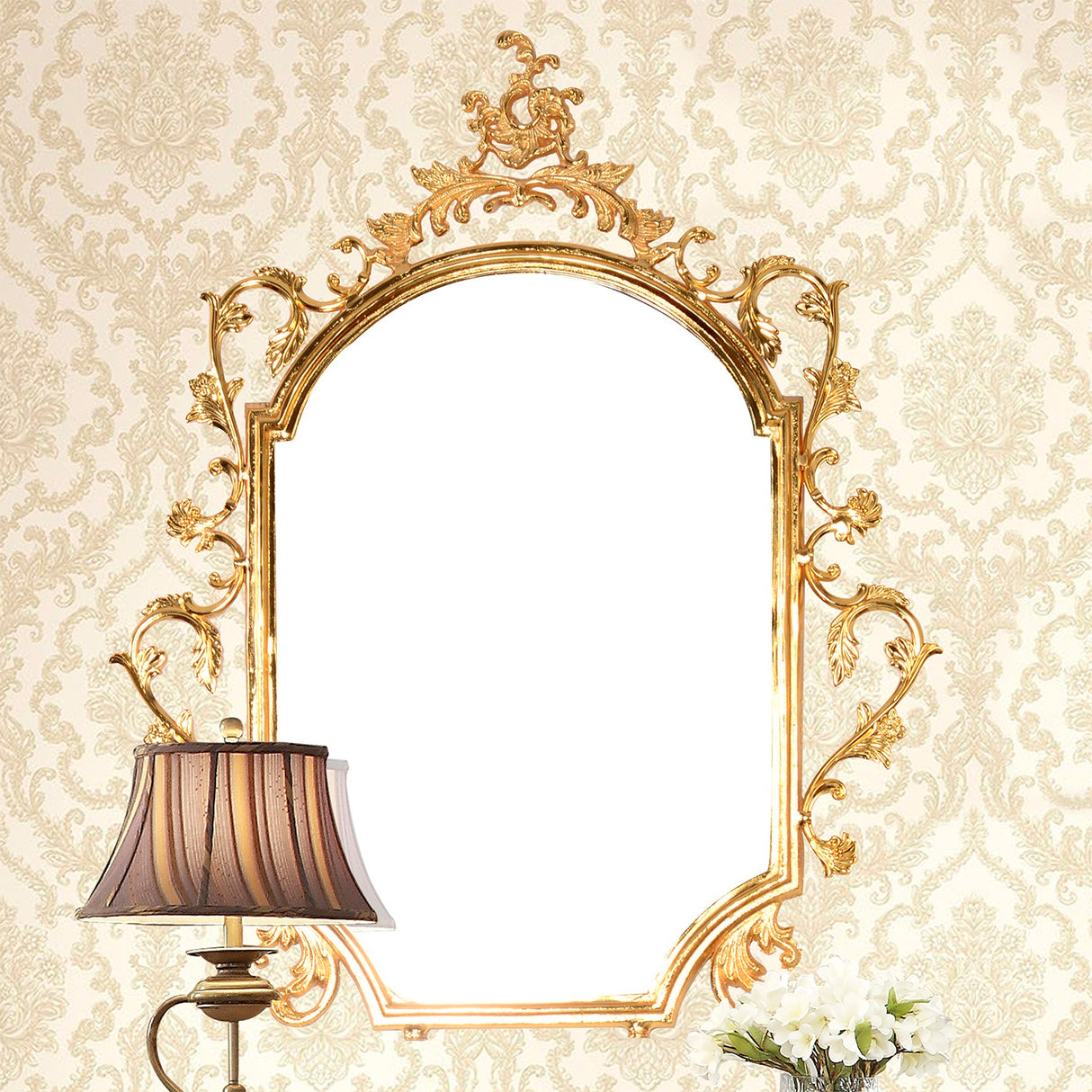 HD-263 Golden Brass Console With Mirror from Homey Design - Luna Furniture