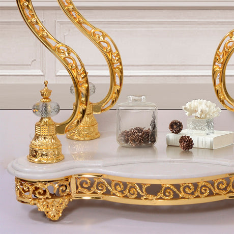 HD-263 Golden Brass Console With Mirror from Homey Design - Luna Furniture