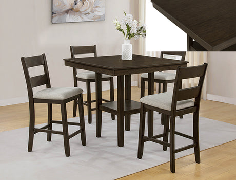 Lester Brown/Beige 5-Piece Counter Height Dining Set from Crown Mark - Luna Furniture