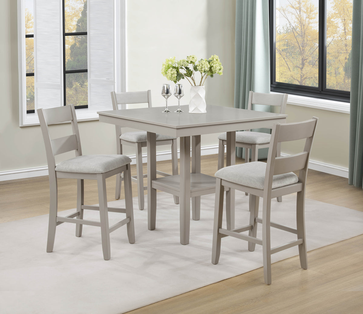 Lester Greige 5-Piece Counter Height Dining Set from Crown Mark - Luna Furniture