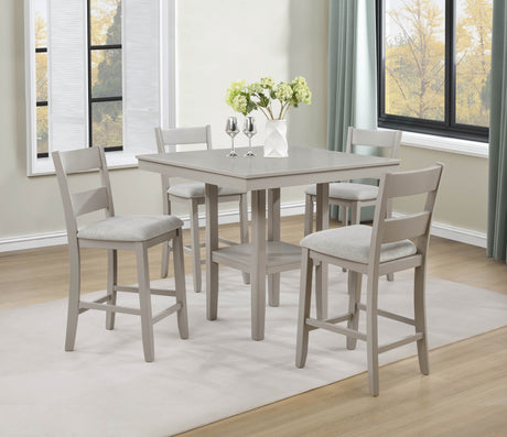 Lester Greige 5-Piece Counter Height Dining Set from Crown Mark - Luna Furniture