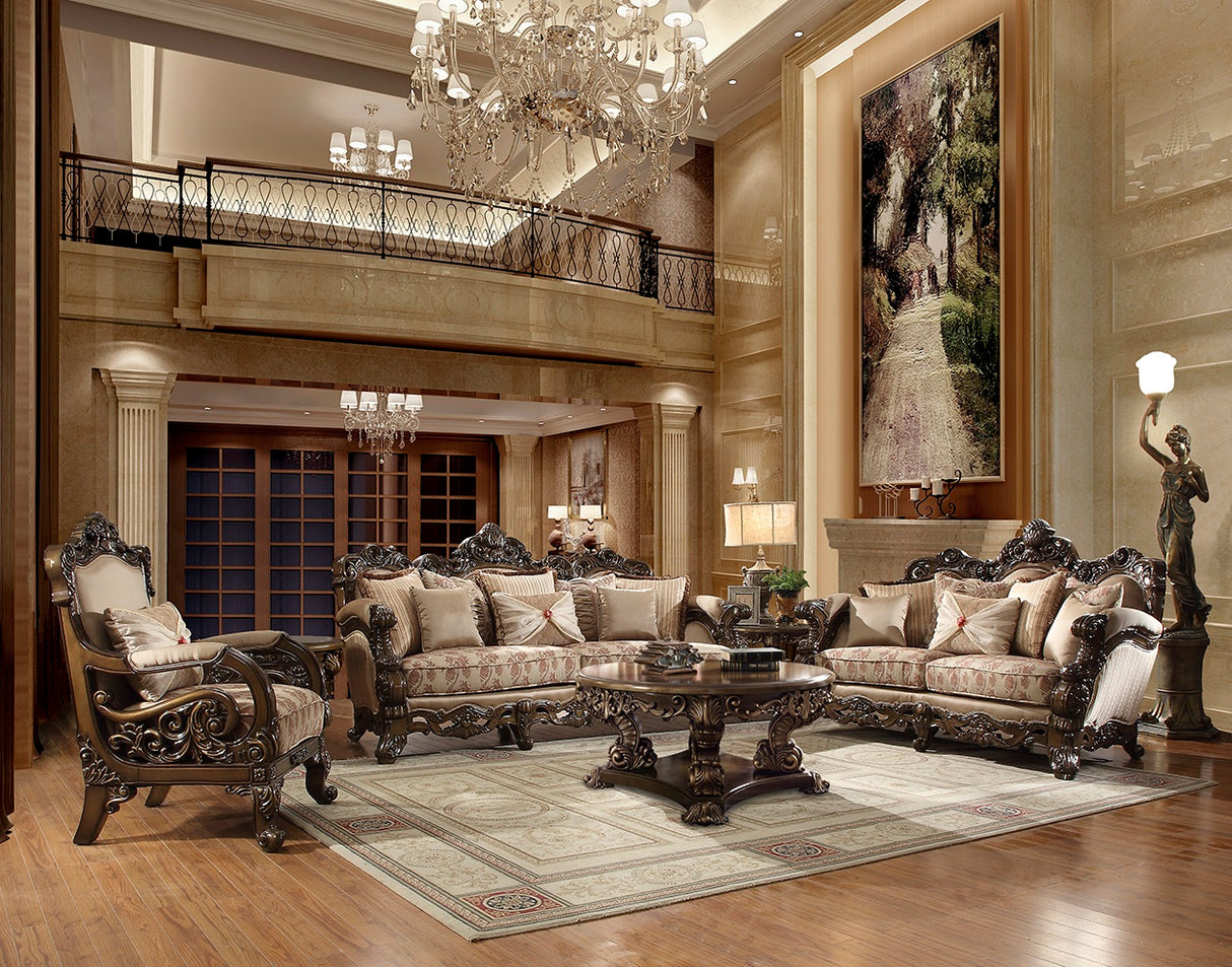 HD-2658 Metallic Antique Gold/Perfect Brown 3-Piece Living Room Set from Homey Design - Luna Furniture