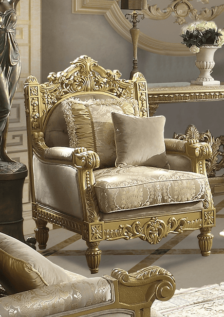 HD-2659 Metallic Bright Gold 3-Piece Living Room Set from Homey Design - Luna Furniture