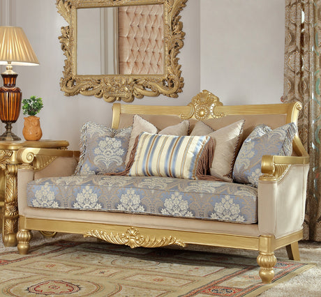 HD-2666 Metallic Bright Gold Loveseat from Homey Design - Luna Furniture