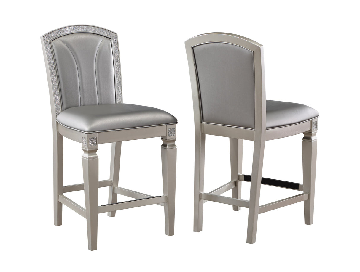Klina Silver Champagne Counter Height Chair, Set of 2