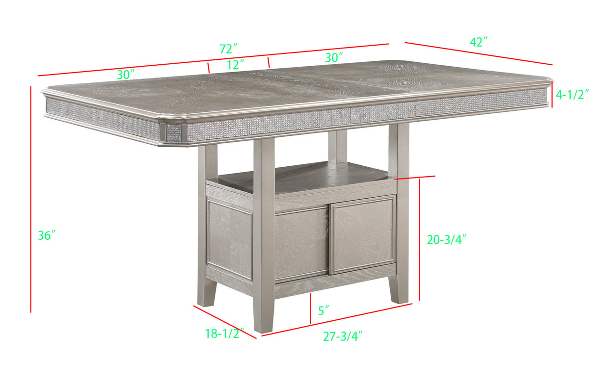 Klina Silver Champagne Counter Height Table