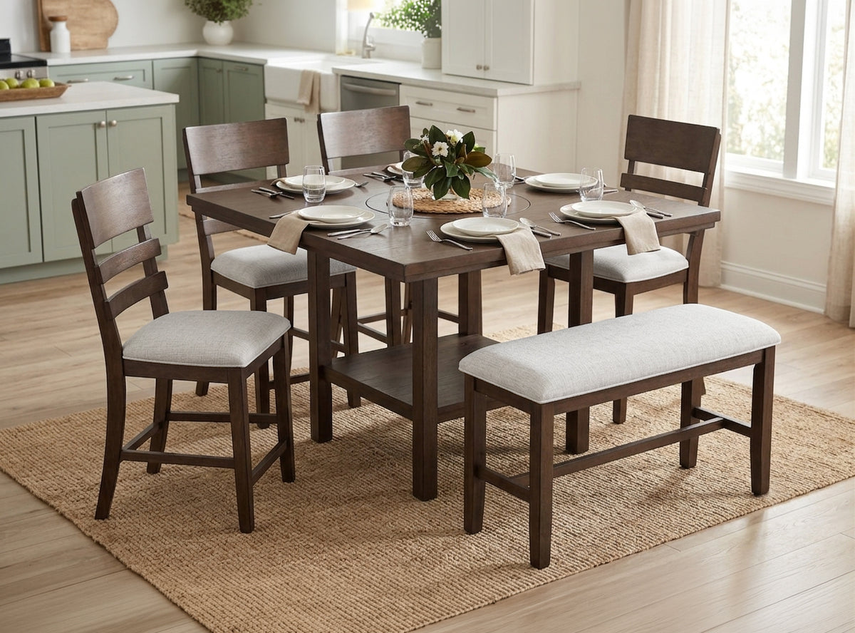 Guthrie Brown Counter Height Table with Lazy Susan