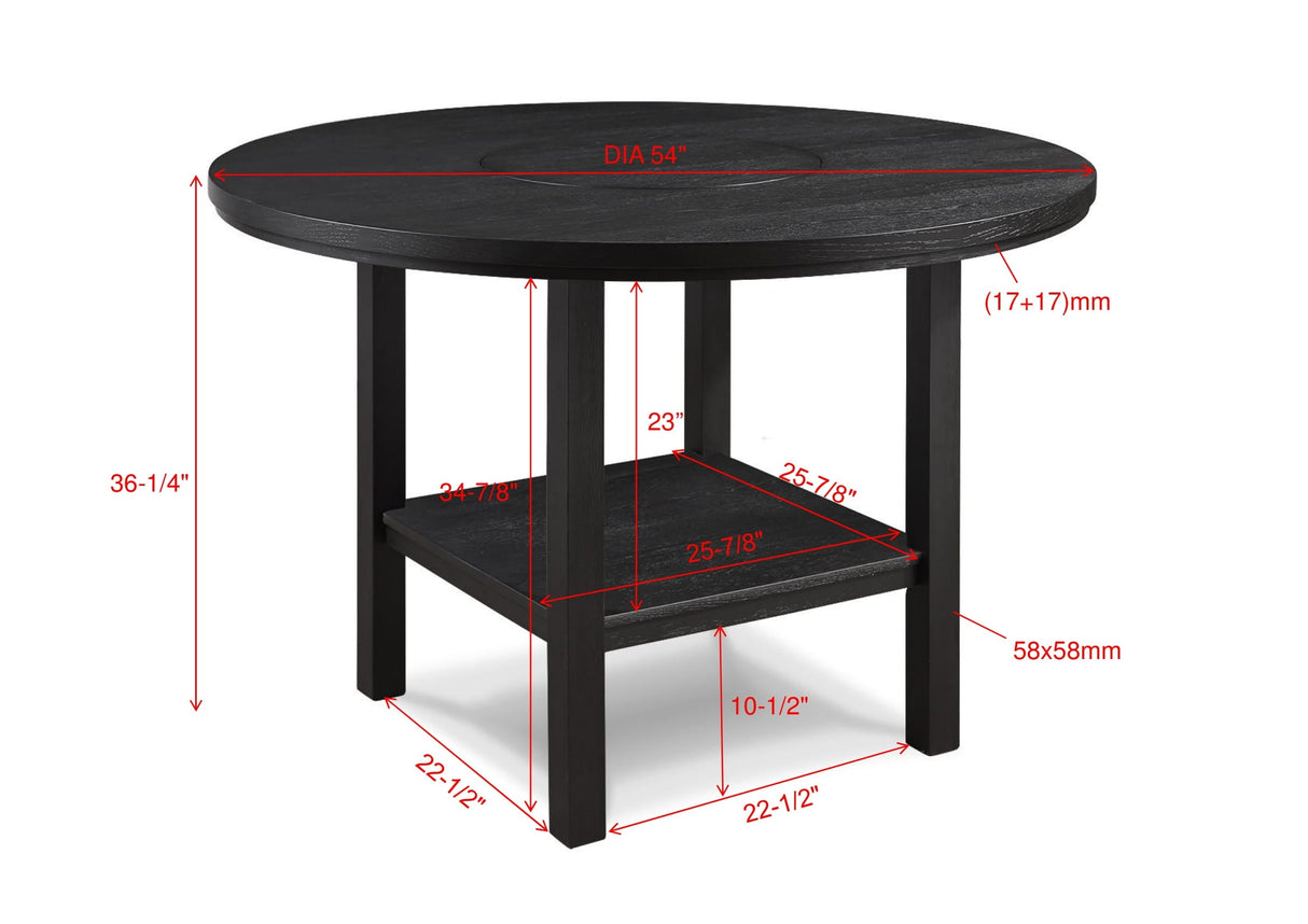 Guthrie Charcoal Round Counter Height Table with Lazysusan from Crown Mark - Luna Furniture