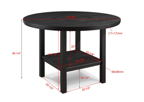 Guthrie Charcoal Round Counter Height Table with Lazysusan from Crown Mark - Luna Furniture