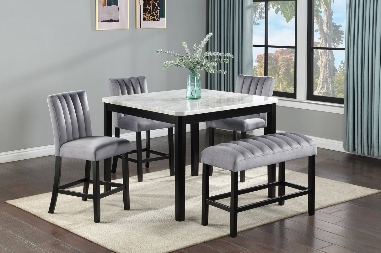 Pascal Black/Gray Square Counter Height Dining Set