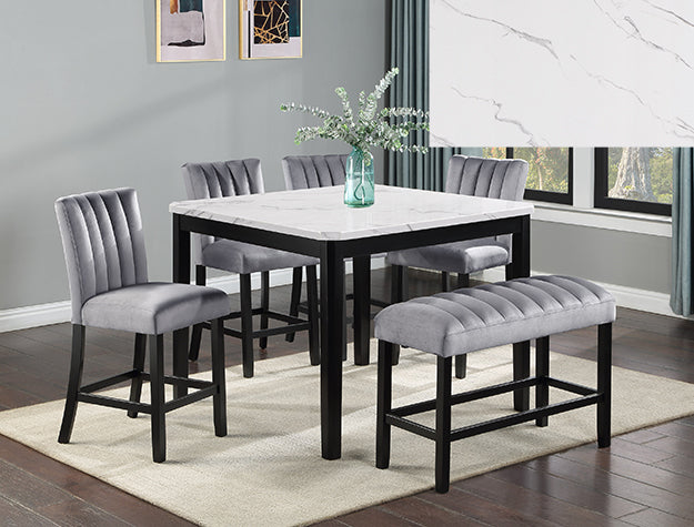 Pascal Black/Gray Counter Height Dining Bench from Crown Mark - Luna Furniture