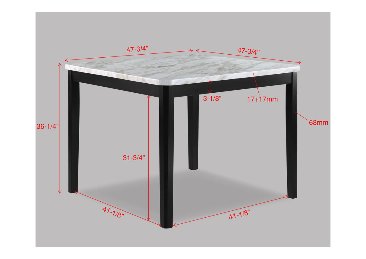Pascal White/Black Faux Marble-Top Counter Height Table