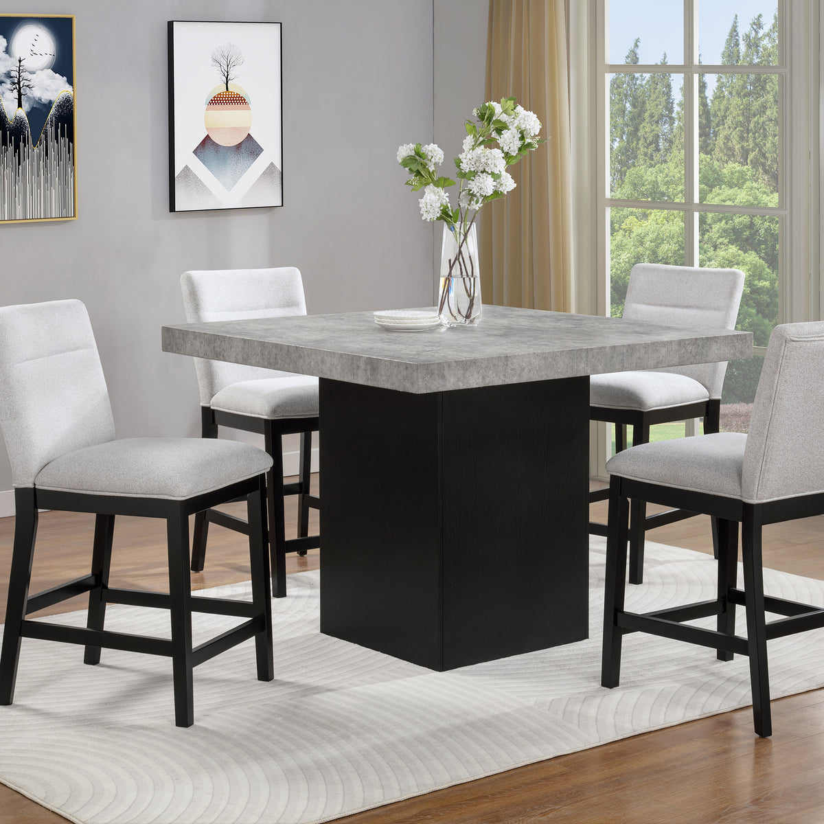 Crown Mark Sebastian Black/Gray Counter Height Set – Luna Furniture