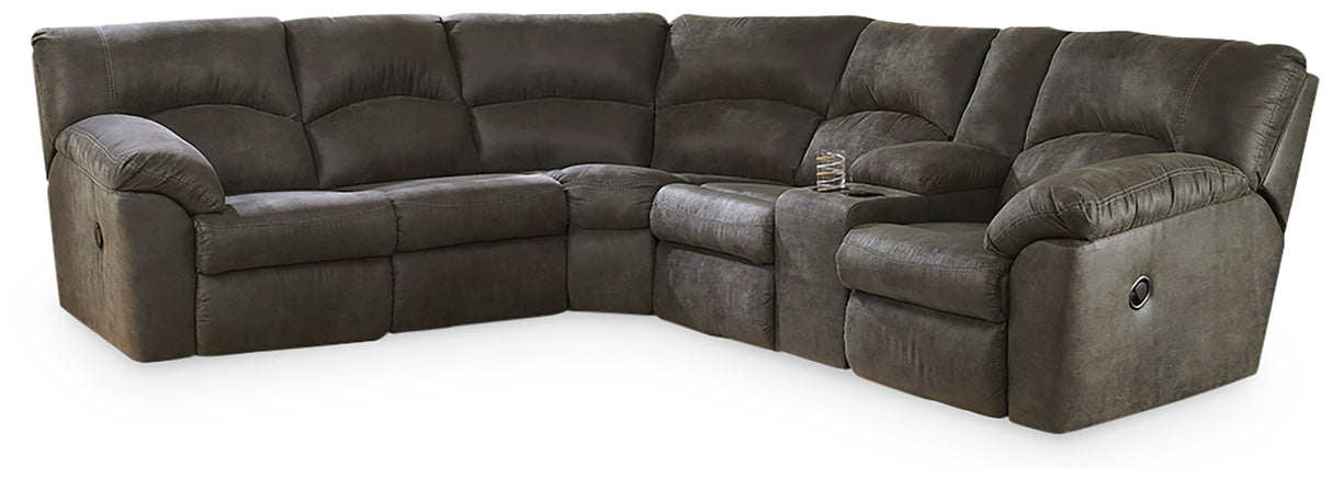 Tambo Pewter 2-Piece Sectional with Recliner from Ashley - Luna Furniture
