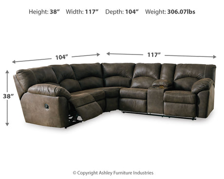 Tambo Canyon 2-Piece Reclining Sectional from Ashley - Luna Furniture