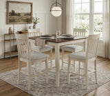 Brody White/Brown 5-Piece Counter Height Set from Crown Mark - Luna Furniture