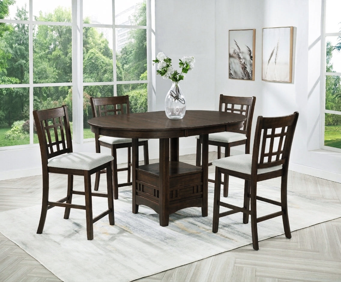 Hartwell Brown 5-Piece Counter Height Set from Crown Mark - Luna Furniture