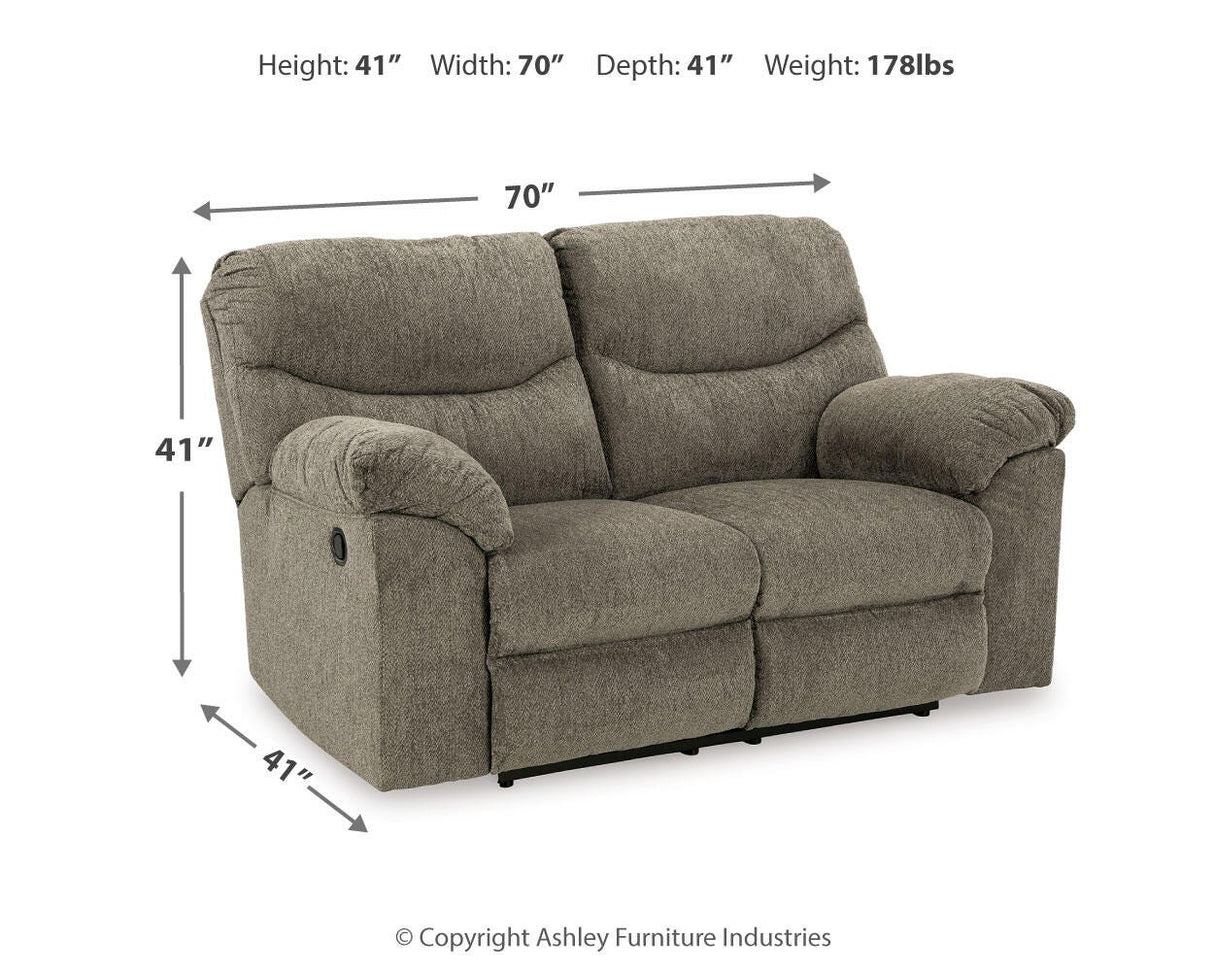 Alphons Putty Reclining Loveseat from Ashley - Luna Furniture