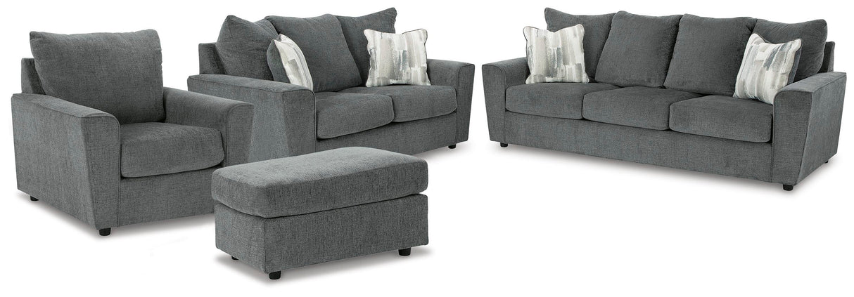 Stairatt Sofa, Loveseat, Chair and Ottoman in Gravel from Ashley Furniture - Luna Furniture