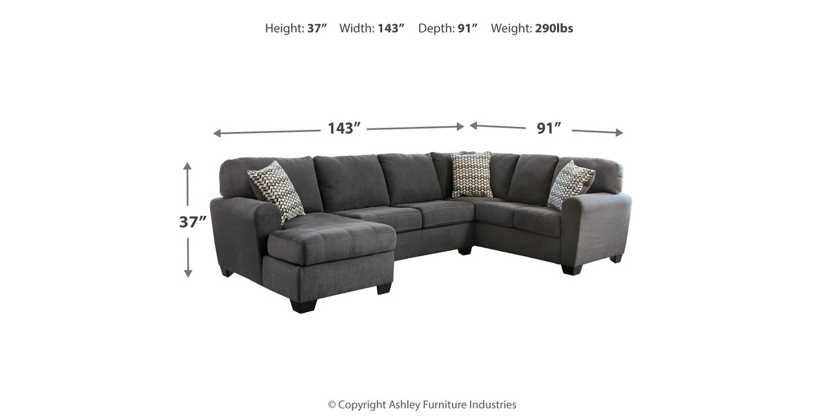 Ambee Slate 3-Piece Sectional with Ottoman from Ashley - Luna Furniture