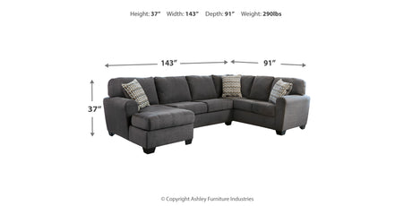 Ambee Slate 3-Piece Sectional with Ottoman from Ashley - Luna Furniture