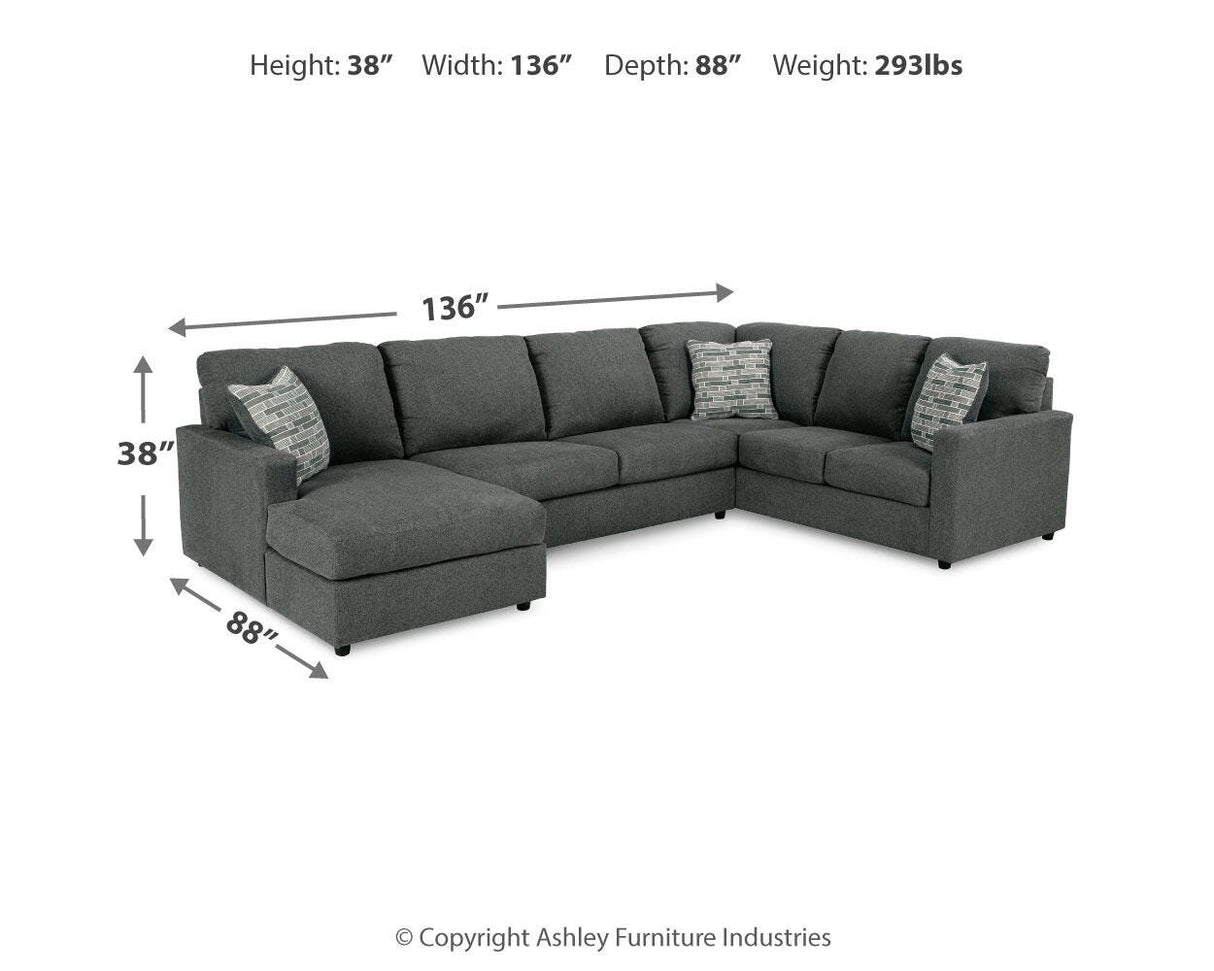 Edenfield Charcoal 3-Piece LAF Chaise Sectional from Ashley - Luna Furniture