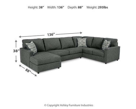 Edenfield Charcoal 3-Piece LAF Chaise Sectional from Ashley - Luna Furniture
