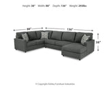 Edenfield Charcoal 3-Piece RAF Chaise Sectional from Ashley - Luna Furniture
