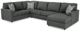 Edenfield Charcoal 3-Piece RAF Chaise Sectional from Ashley Furniture - Luna Furniture