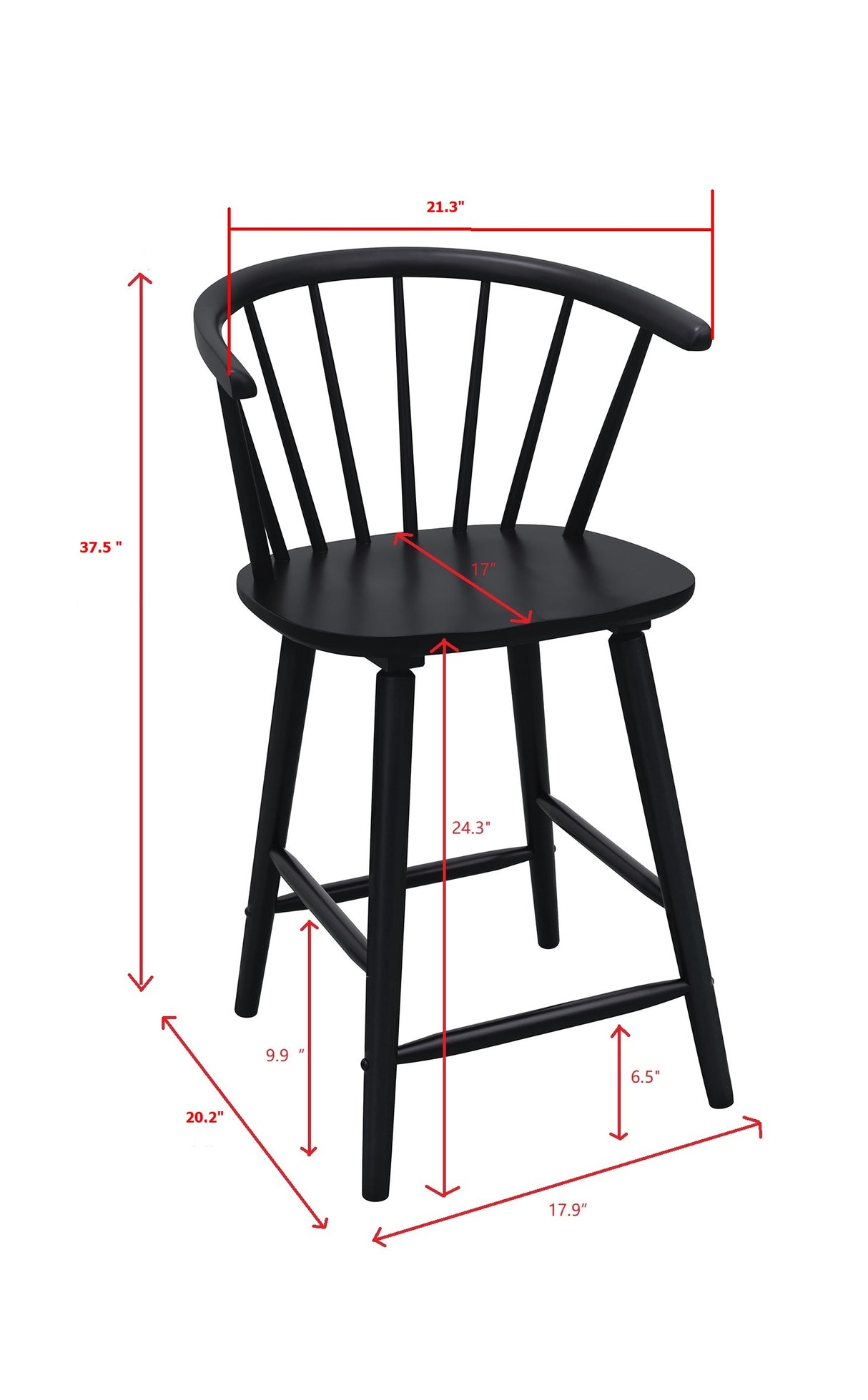 Janna Black Counter Height Stool, Set of 2 from Crown Mark - Luna Furniture