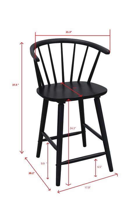 Janna Black Counter Height Stool, Set of 2 from Crown Mark - Luna Furniture