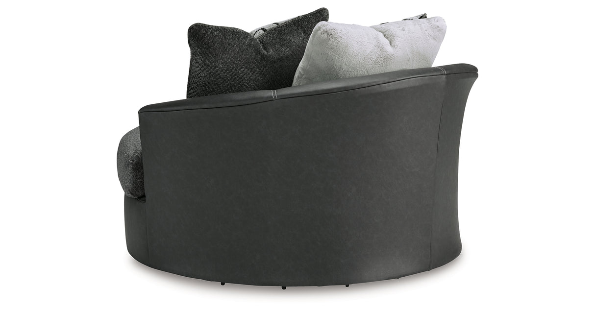 Brixley Pier Graphite Oversized Swivel Accent Chair from Ashley - Luna Furniture