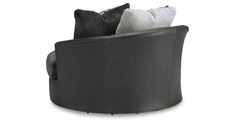 Brixley Pier Graphite Oversized Swivel Accent Chair from Ashley - Luna Furniture