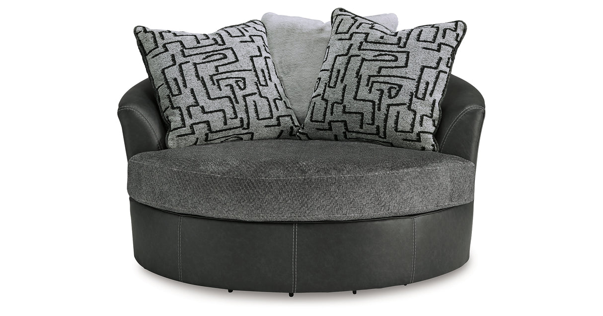 Brixley Pier Graphite Oversized Swivel Accent Chair from Ashley - Luna Furniture