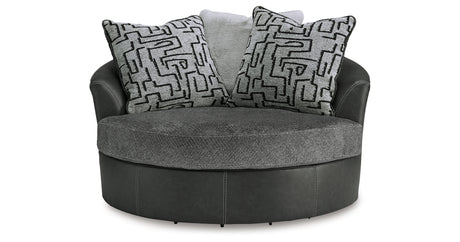 Brixley Pier Graphite Oversized Swivel Accent Chair from Ashley - Luna Furniture