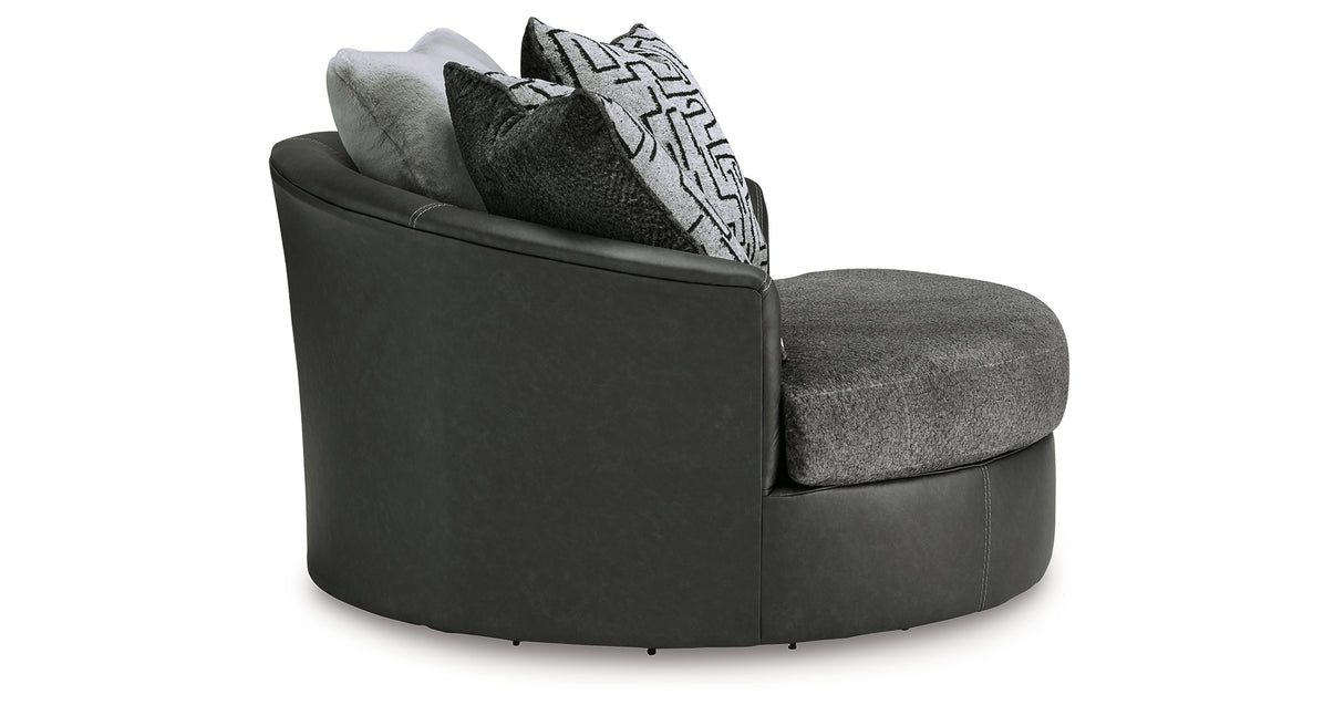 Brixley Pier Graphite Oversized Swivel Accent Chair from Ashley - Luna Furniture