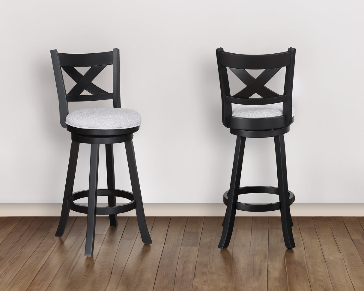 Kipper Dove/Black Swivel Bar Stool, Set of 2 from Crown Mark - Luna Furniture