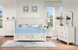 Laurelin White Queen Sleigh Platform Bed with Footboard Storage