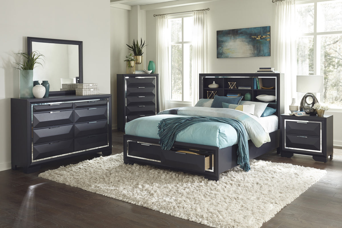 Lana White Queen Bed with LED Lighting from Homelegance - Luna Furniture