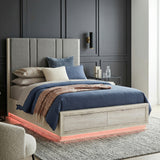 Noctis White/Light Gray Queen Platform Bed with Footboard Storage from Homelegance - Luna Furniture
