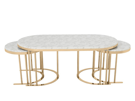 2 In 1 Coffee Table Gold Legs - White Top from Furnia - Luna Furniture