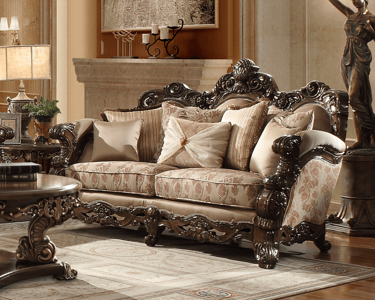 HD-2658 Metallic Antique Gold/Perfect Brown Loveseat