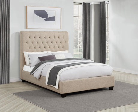 Chloe Oatmeal Tufted Upholstered Full Bed from Coaster - Luna Furniture