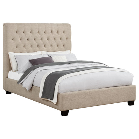 Chloe Oatmeal Tufted Upholstered Full Bed from Coaster - Luna Furniture