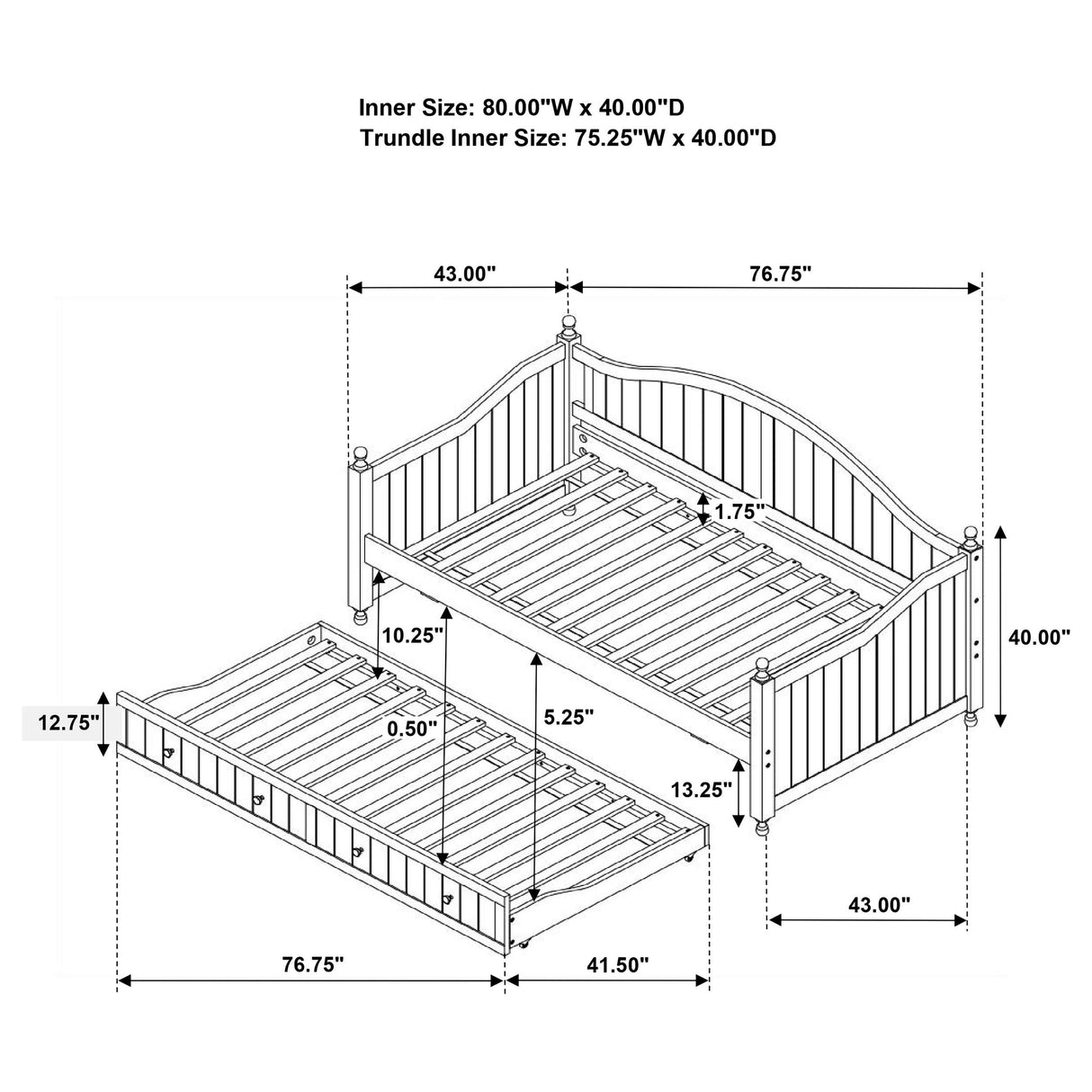 Julie Ann White Twin Daybed with Trundle from Coaster - Luna Furniture