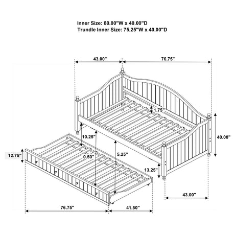 Julie Ann White Twin Daybed with Trundle from Coaster - Luna Furniture